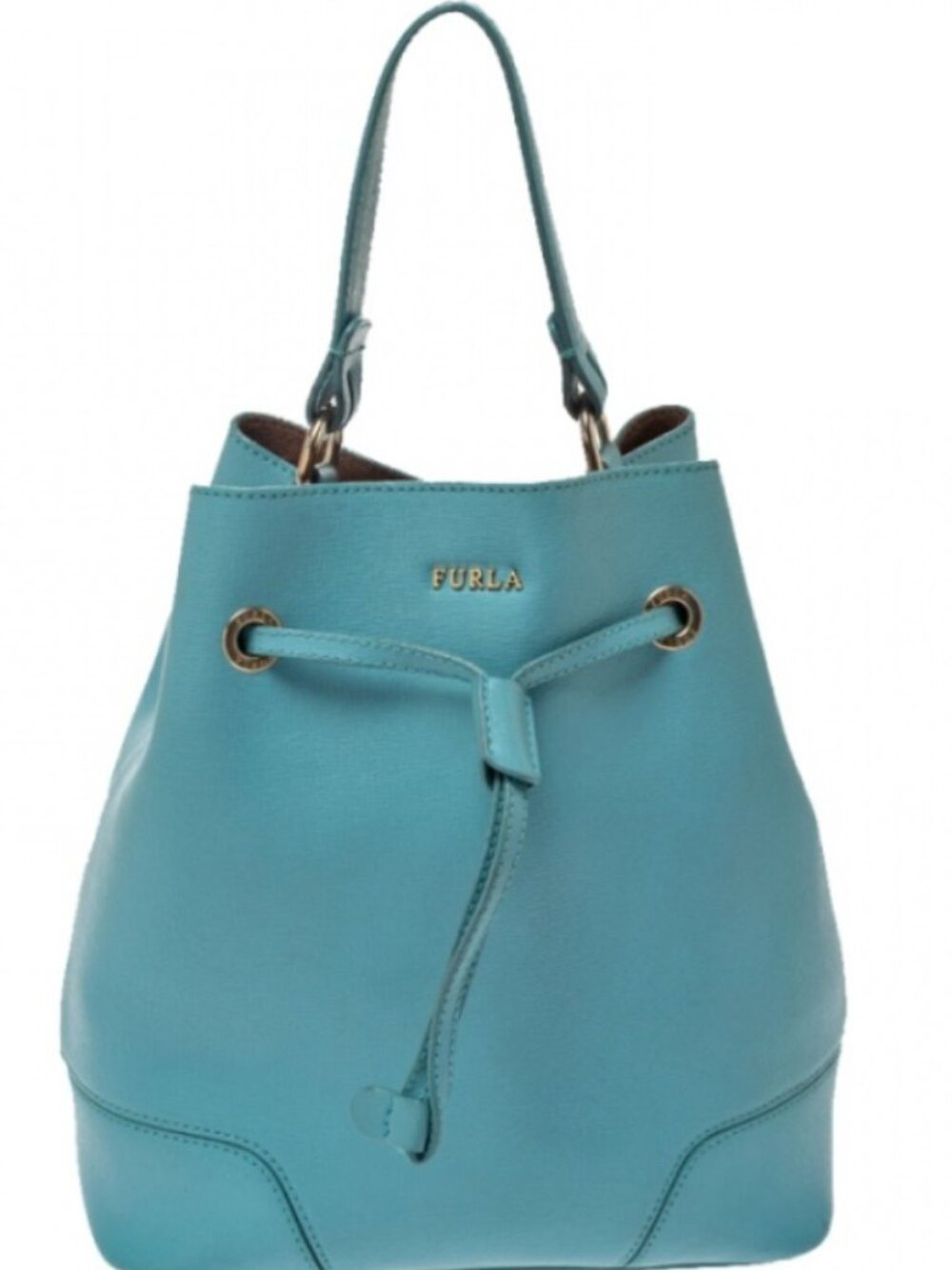 Furla Aquamarine Stacy Leather Drawstring Bucket Bag with Pouch - Picture 2 of 13
